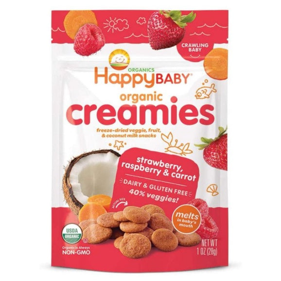 LowCostPH | Happy Baby, Organic Creamies, Freeze-Dried Veggie, Fruit & Coconut Milk Snacks, Apple