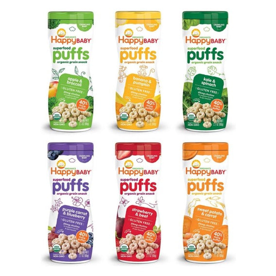 Low Cost PH | Happy Baby Puffs Organic Gluten Free Nutrient Rich Snacks Vitamins C & E Choline