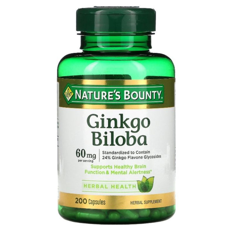LowCostPh | Nature's Bounty, Ginkgo Biloba, 120 mg, 100 Capsules | 60 mg, 200 Capsules 30mg per Caps