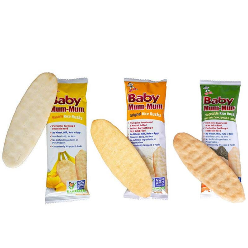 Low Cost PH | Mum-Mum, Original Rice Rusks, Banana, Apple Pumpkin, 24 Rusks, 1.76 oz.