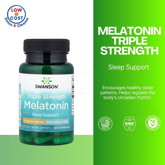LowCostPH | Swanson, Triple Strength Melatonin, 10mg, 5mg, 5htp Encourages Healthy Sleep Pattern