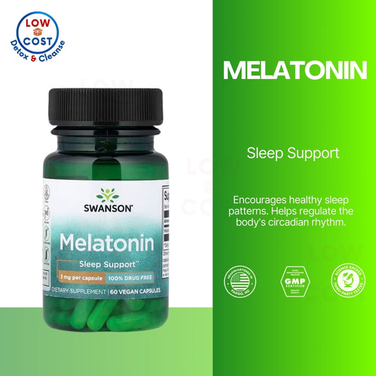 LowCostPH | Swanson, Melatonin, 3mg 1mg Capsule. Encourages Healthy Sleep Patterns. Sleep Support