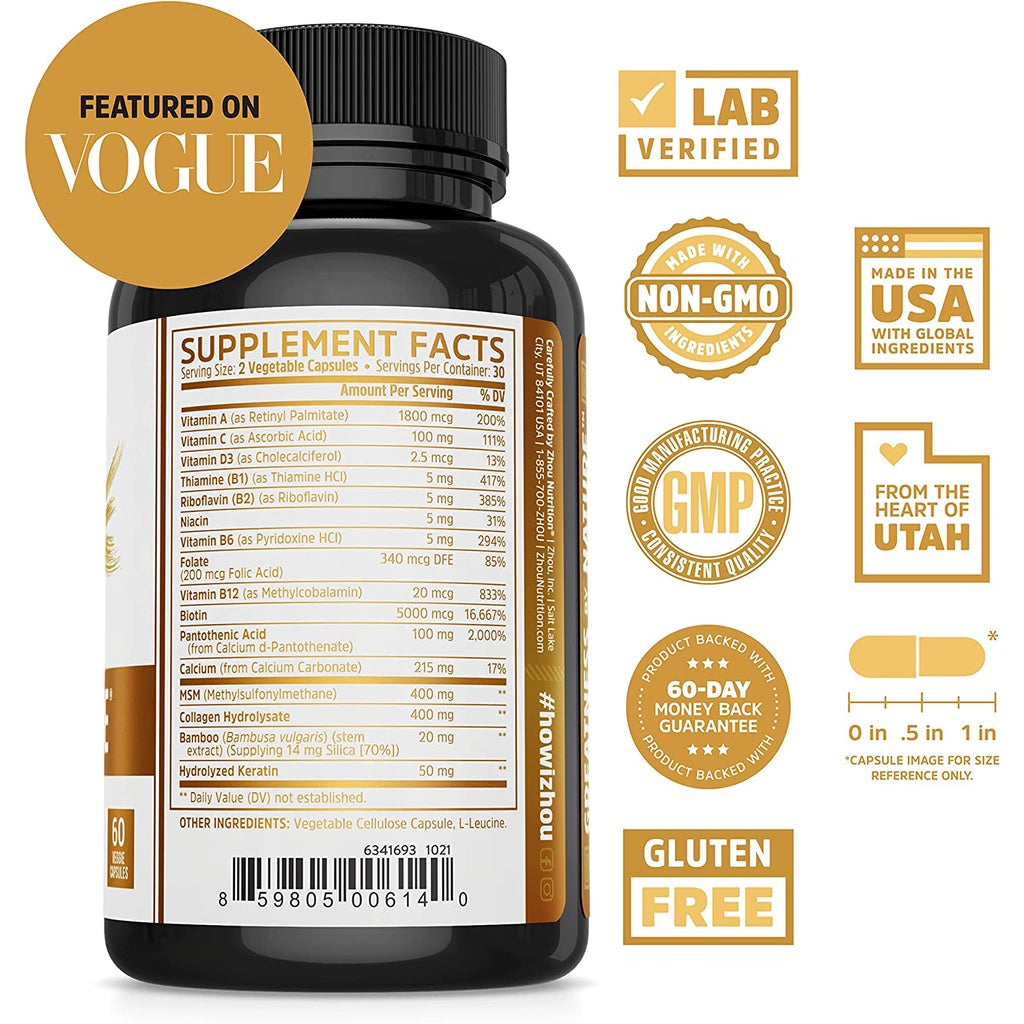 HealthilyYou | Zhou Hairfluence, NaturesPlus, Ultra Hair, For Men & Women, w/ MSM &Select Botanical