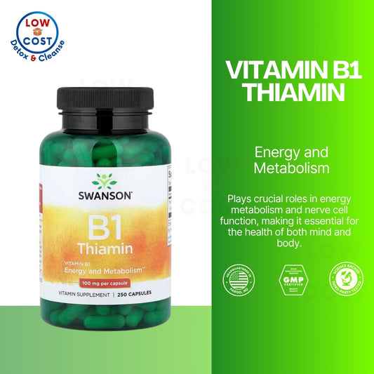 LowCostPH | Swanson, B1, Thiamin, 100 mg, 250 Capsules. Vitamin B1 Energy and Metabolism