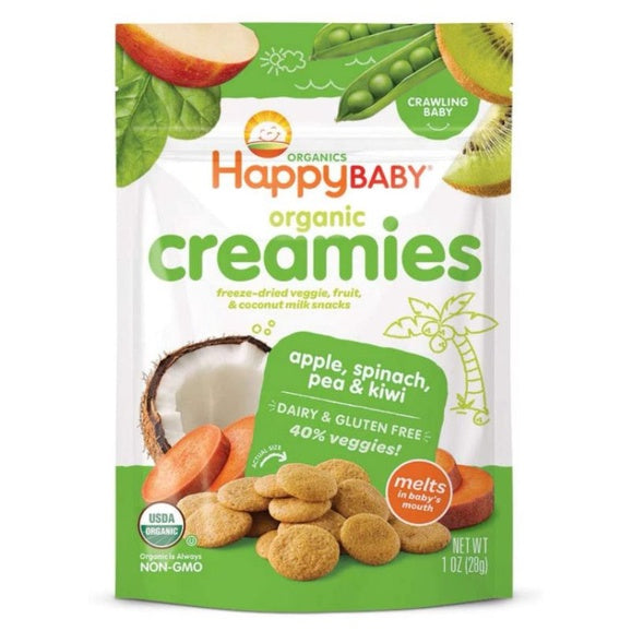 Low Cost PH | Happy Baby, Organic Creamies, Freeze-Dried Veggie, Fruit & Coconut Milk Snacks, Apple