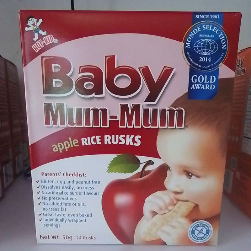 LowCostPH | Mum-Mum, Original Rice Rusks, Banana, Apple Pumpkin, 24 Rusks, 1.76 oz.