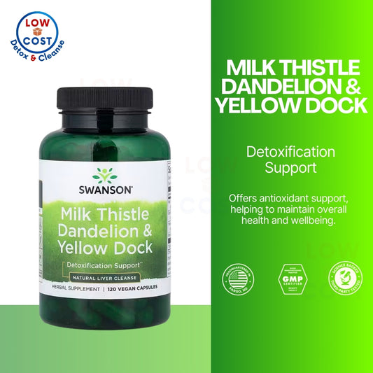 LowCostPH | Swanson Milk Thistle Dandelion & Yellow Dock, Combination, Full Spectrum, Detox Support