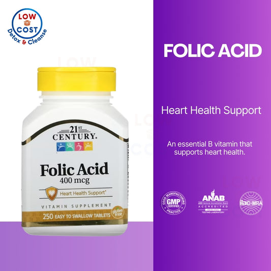 LowCostPh | 21st Century, NaturesPlus, Folic Acid, 400 mcg, 800 mcg, 250 | 180 Easy to Swallow Tabs
