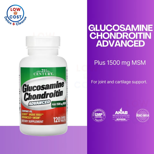 LowCostPH | 21st Century Glucosamine & Chondroitin Plus Hyaluronic Acid + MSM, 120 Tablets