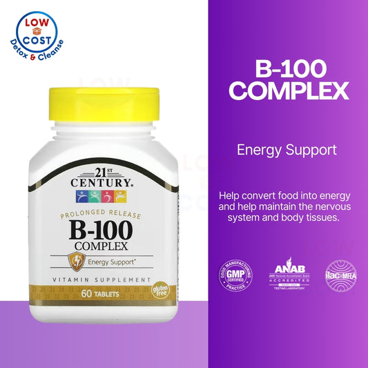 LowCostPh | 21st Century, B-100 B-50 Complex, Prolonged Release, B-12 1,000 mcg Tablets