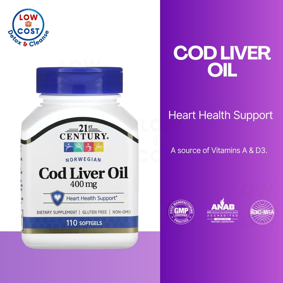 LowCostPH| 21st Century, Norwegian Cod Liver Oil, 400 mg, 110 Softgels
