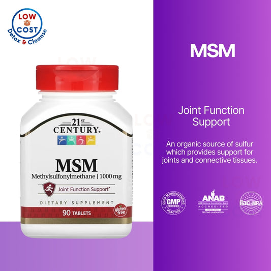 LowCostPH| 21st Century, MSM, 1,000 mg, 90 Tablets joint health. MSM (Methylsulfonylmethane)