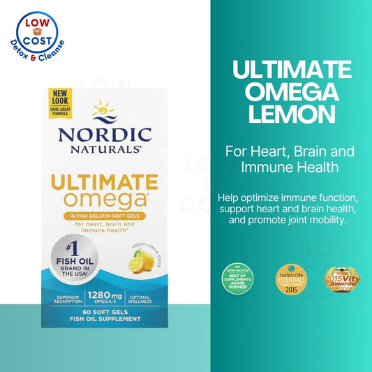 LowCostPh | Nordic Naturals, Ultimate Omega, Lemon, 60 Fish Gelatin Soft Gels, Optimal Wellness