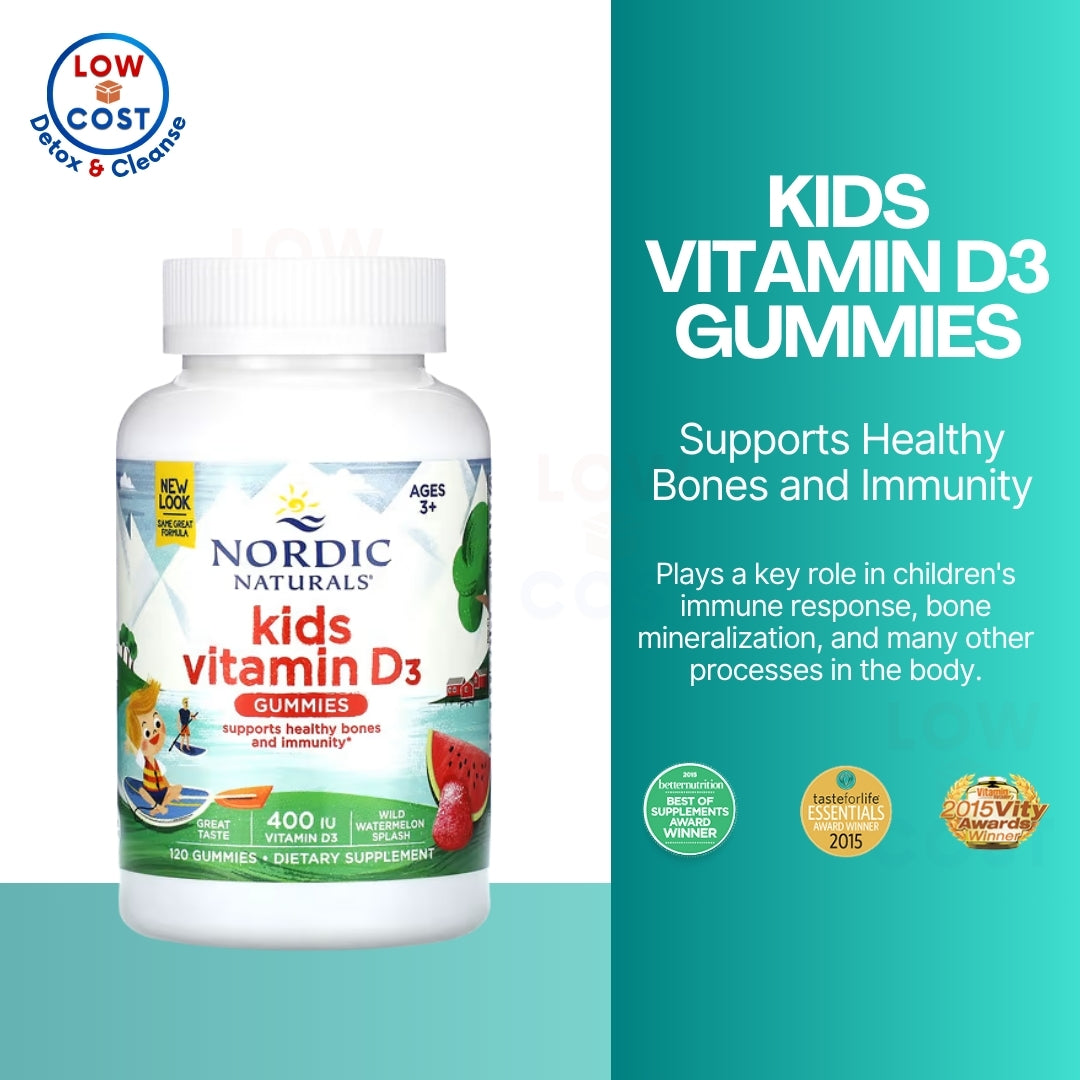 LowCostPh | Nordic Naturals, Vitamin D3 Gummies Kids, Wild Watermelon, 400 IU, D3 Gummies, 25 mcg