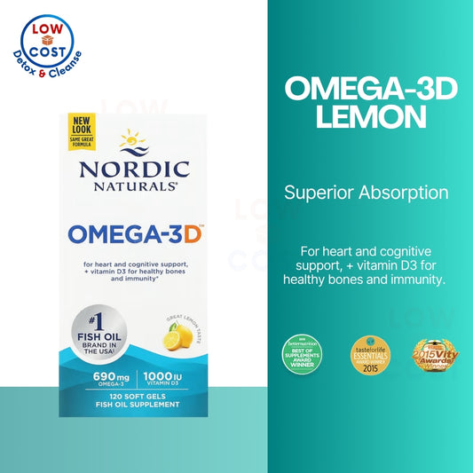 LowCostPh | Nordic Naturals, Omega-3 & Omega-3D Lemon Brain & Cholesterol Level Support