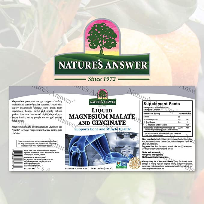 LowCost PH| Nature's Answer, Liquid Magnesium Malate and Glycinate, 16 fl oz (480 ml) Support Health