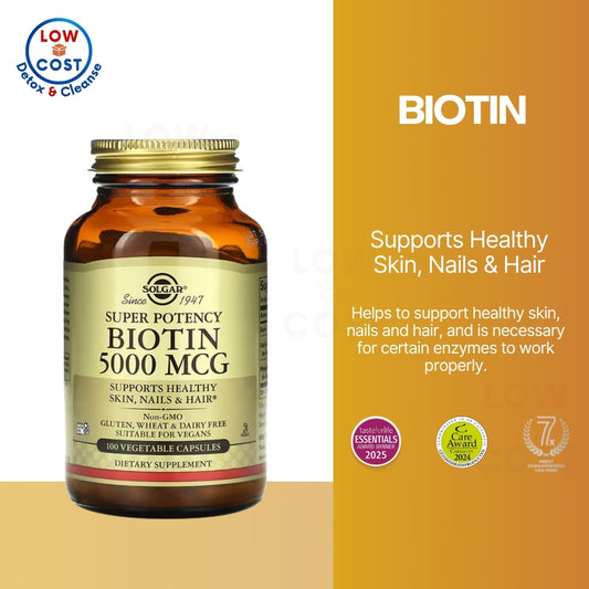 USA Onhand | Solgar, Biotin, 5,000 mcg ( Skin, Nails & Hair Support )