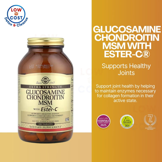 LowCost PH| Solgar, Glucosamine Chondroitin MSM with Ester-C, 180 Tablets