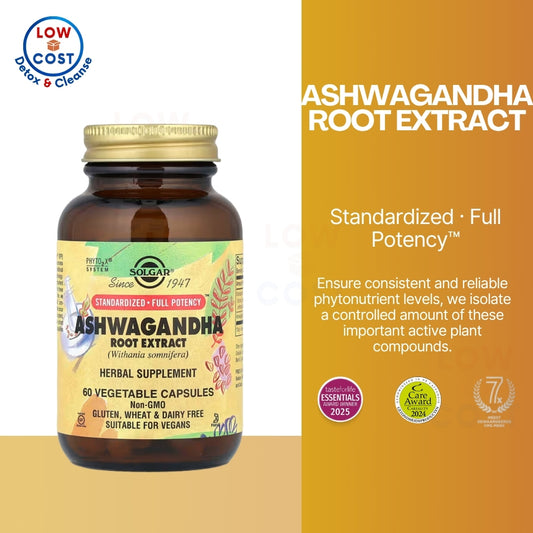 LowCost PH| Solgar, Ashwagandha Root Extract, 60 Vegetable Capsules