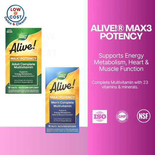 USA Onhand | Nature's Way, Alive! Max3 Potency, Men's and Women's Daily Multivitamin, No Added Iron