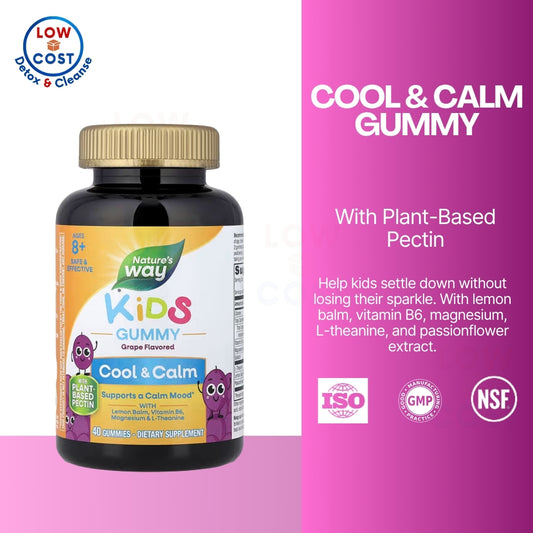 LowCostPH | Nature's Way, Kids, Cool, Calm & Collected, |Growing Bones Ages 8 +, Grape , 40 Gummies