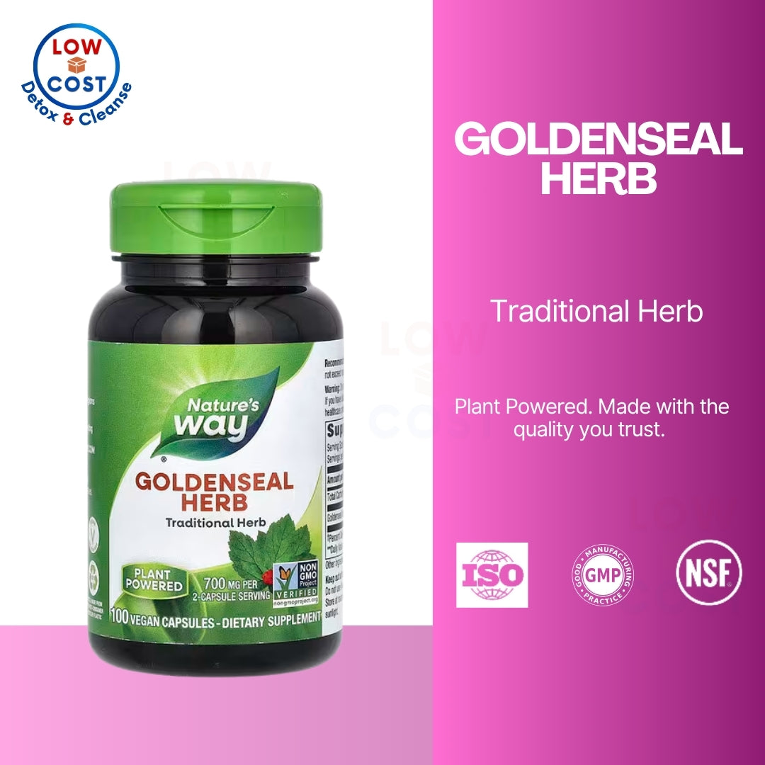 LowCostPH| Nature's Way, Goldenseal Herb, 700 mg, 100 Vegan Capsules (350 mg Per Capsule)
