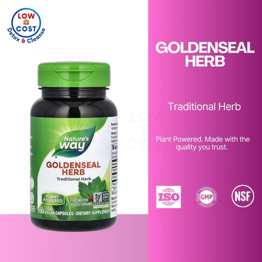 LowCostPH| Nature's Way, Goldenseal Herb, 700 mg, 100 Vegan Capsules (350 mg Per Capsule)