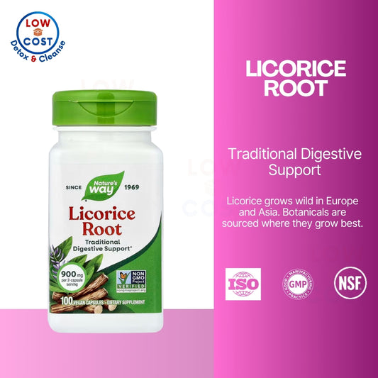 LowCost PH| Nature's Way, Licorice Root, 900 mg, 100 Vegan Capsules (450 mg per Capsule)