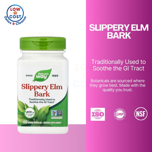LowCost PH| Nature's Way, Slippery Elm Bark, 1,600 mg, 100 Vegan Capsules (400 mg per Capsule)