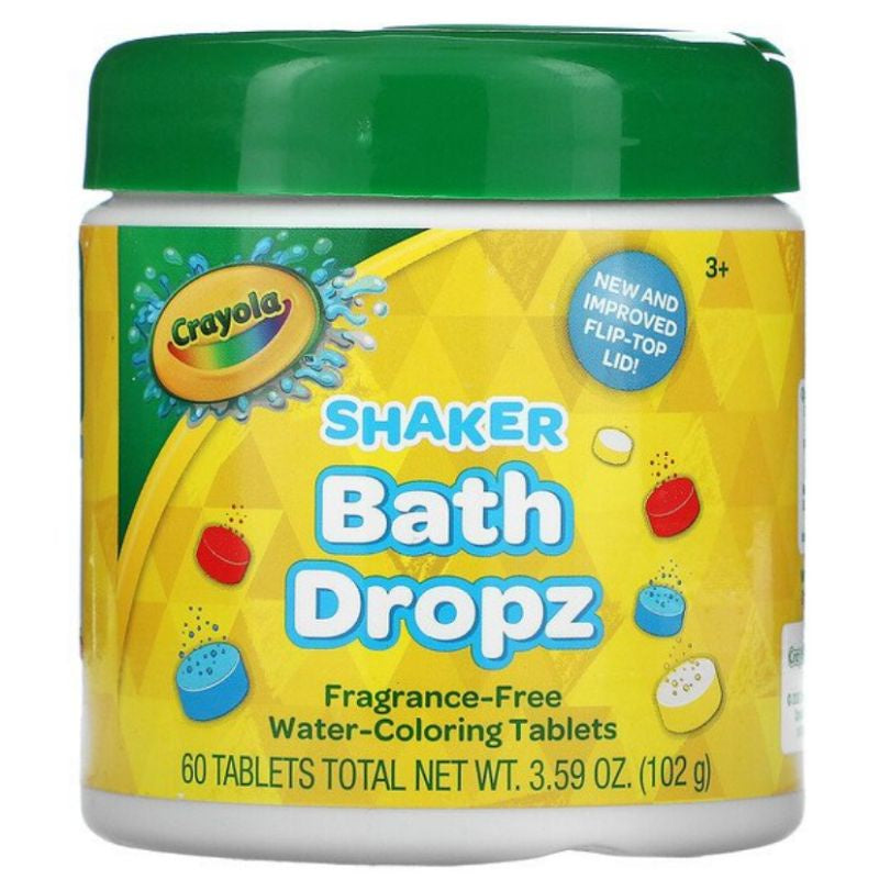 USA Onhand | Crayola, Shaker Bath Dropz, 3+, Fragrance-Free, 60 Tablets, 3.59 oz (102 g)