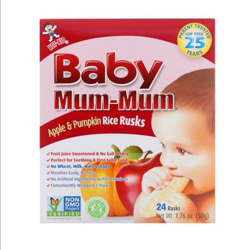 Low Cost PH | Mum-Mum, Original Rice Rusks, Banana, Apple Pumpkin, 24 Rusks, 1.76 oz.
