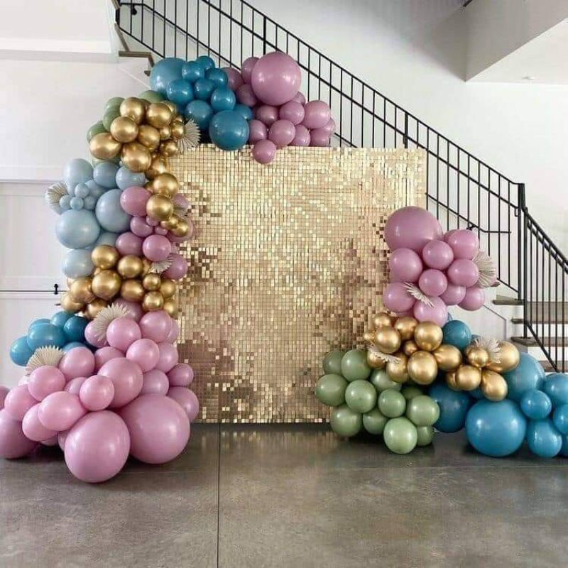Low Cost PH | Balloon Garland Arch Kit, White Gold Silver Confetti Metallic Latex Balloons.