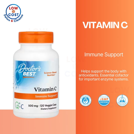 LowCostPh | Doctor's Best, Vitamin C with Q-C, 500mg, 1,000 mg, 120 | 360 Veggie Caps, Powder 250g