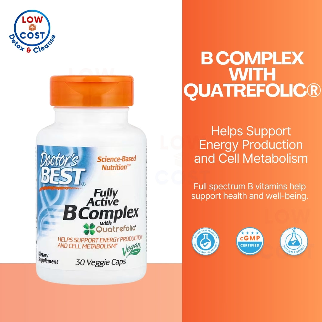 LowCostPH | Doctor's Best Fully Active B Complex, Non-GMO, Gluten| B12 |BioActive Complete B Complex