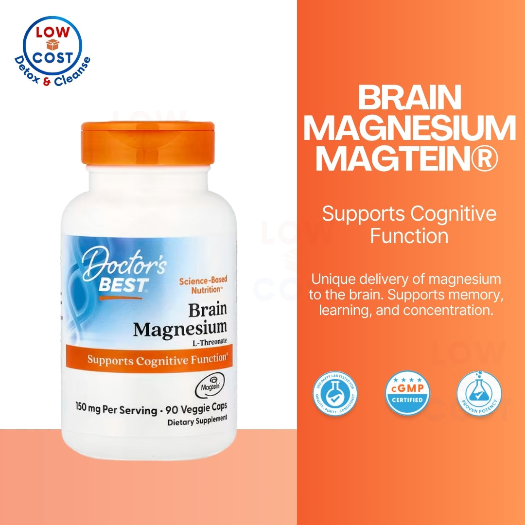 LowCostPH| Doctor's Best, Brain Magnesium with Magtein, 150 mg, 90 Veggie Caps (50 mg per Capsule)