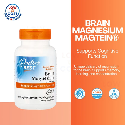 LowCostPH| Doctor's Best, Brain Magnesium with Magtein, 150 mg, 90 Veggie Caps (50 mg per Capsule)