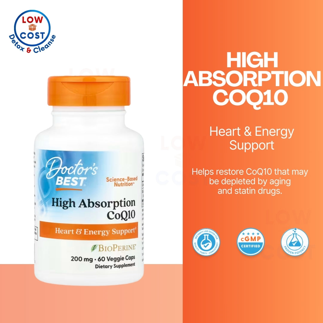 LowCostPH| Doctor's Best High Absorption CoQ10 with BioPerine, Gluten Free Naturally Fermented, Hear