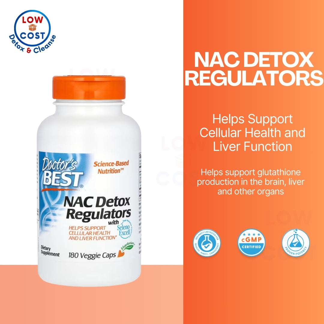 LowCostPH| Doctor's Best Nac Detox Regulators with seleno excell, Non-GMO, Vegetarian, Gluten&Soy Fr