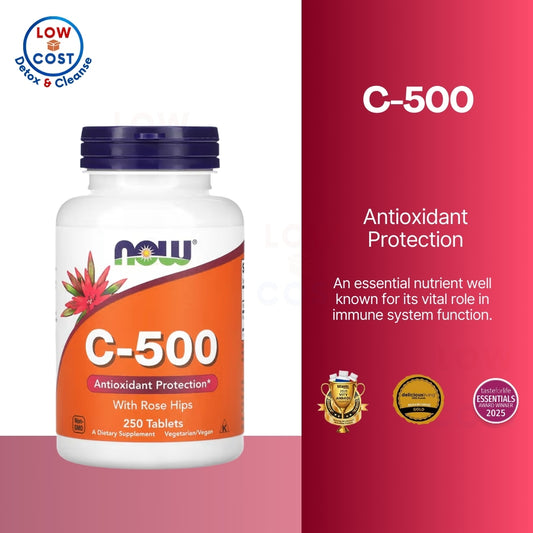 LowCostPh | NOW Foods, C-1000, C-500 with RoseHips | C-500, Calcium Ascorbate-C, 250 Capsules