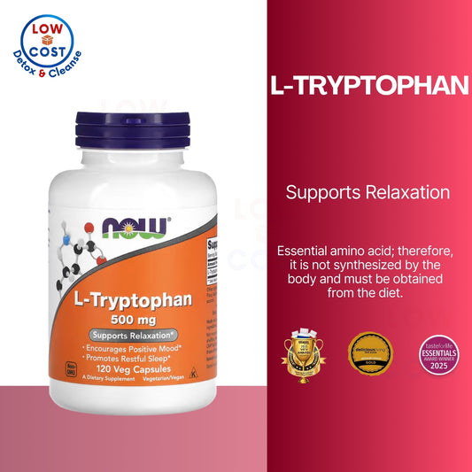LowCostPh | NOW Foods, L-Tryptophan, 500 mg,1000mg 120 | 60 Veg Capsules | Powder