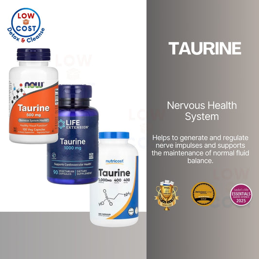 LowCostPh | NowFoods, Life Extension Taurine, Double Strength, 500 | 1,000 mg Nervous System