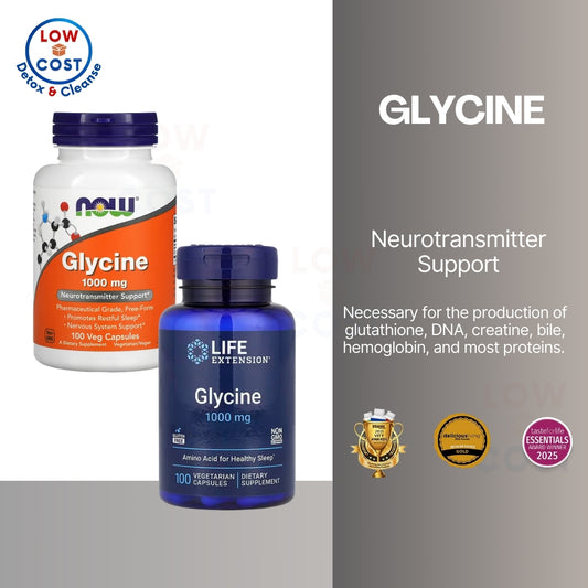 LowCostPh | NOW Foods, Life Extension Glycine, 1,000 mg, 100 Veg Caps, Amino Acid for Healthy Sleep