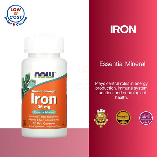 LowCostPH | NOW Foods, Iron, Double Strength, 36 mg, 90 Veg Capsules ( Promotes Energy Production )