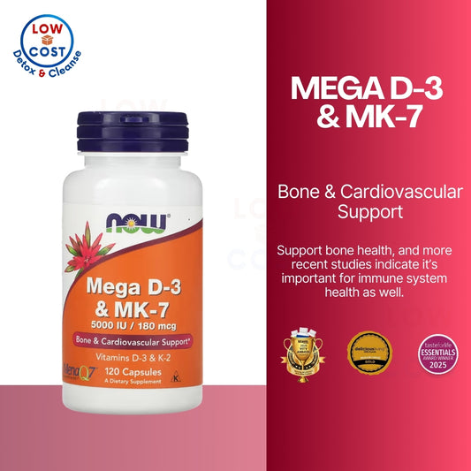 LowCostPH | NOW Foods, Mega D-3 & MK-7, 120 Capsules ( Bone & Cardiovascular Support )