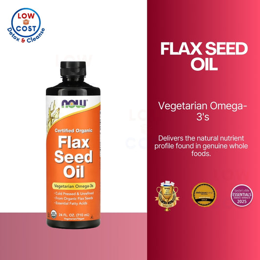 LowCostPH | NOW Foods, Certified Organic, Flax Seed Oil 24fl oz