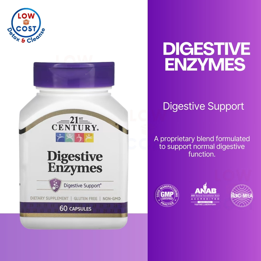 LowCostPH | 21st Century, Digestive Enzymes, 60 Capsules