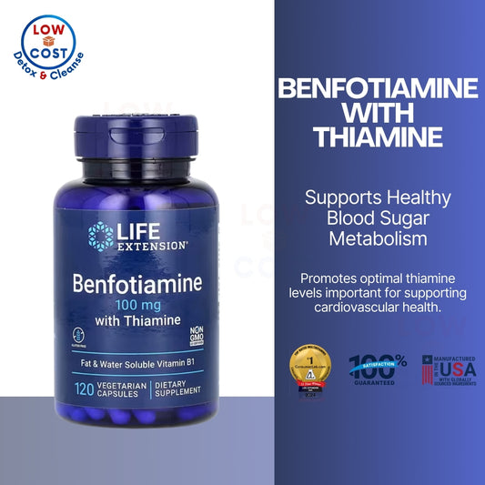 LowCostPH | Life Extension, Benfotiamine with Thiamine 100mg , Mega Benfotiamine 250mg