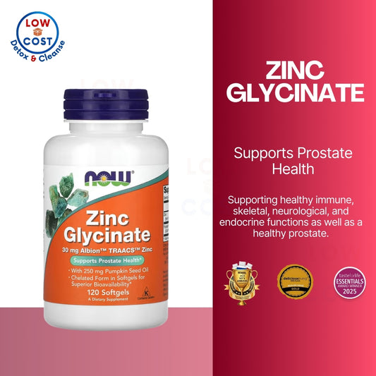 LowCostPH | NOW Foods, Zinc Glycinate ( Supports Immune System Function & Pros. tate Health )