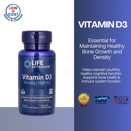 LowCostPH | Life Extension Vitamin D3 125mcg, 175mcg, 25mcg, with Sea iodine