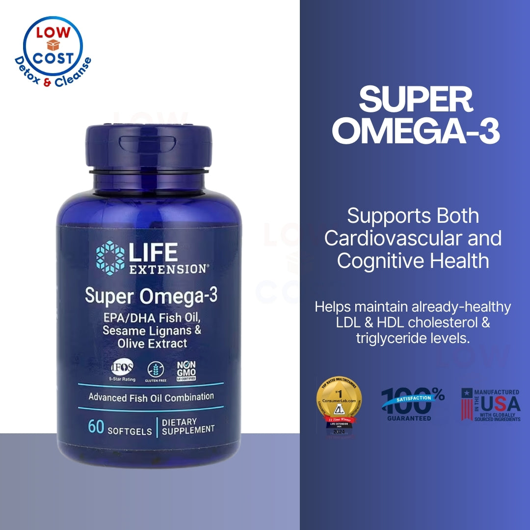 LowCostPH | Life Extension Super Omega-3, 240 | 60 Softgels EPA/DHA Fish Oil Supplements